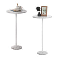 smusei Round Side Tables Set of 2 – White Marble Base Coffee Tables