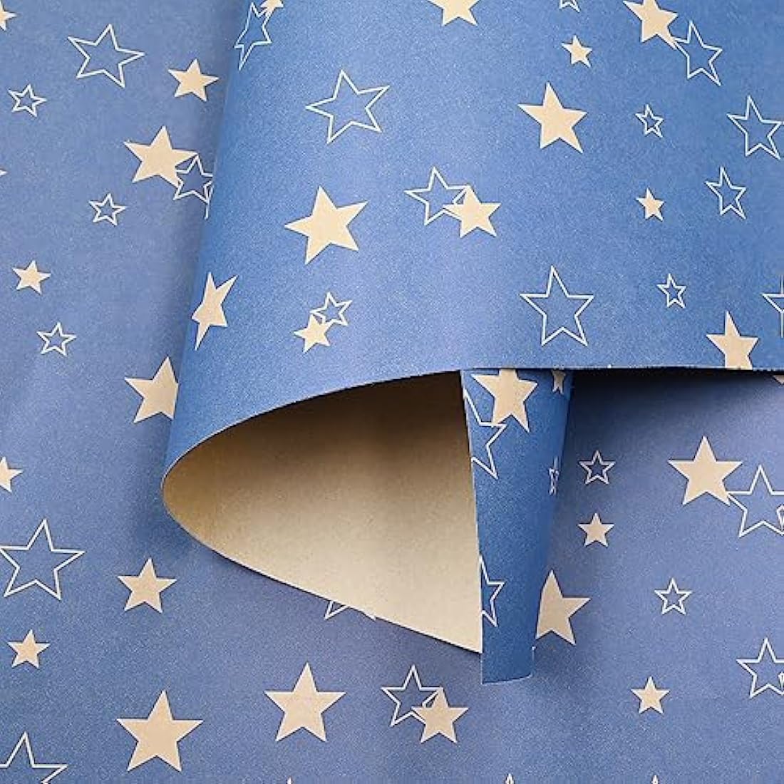 Blue Star Kraft Gift Wrapping Paper Roll – 43cm x 15m