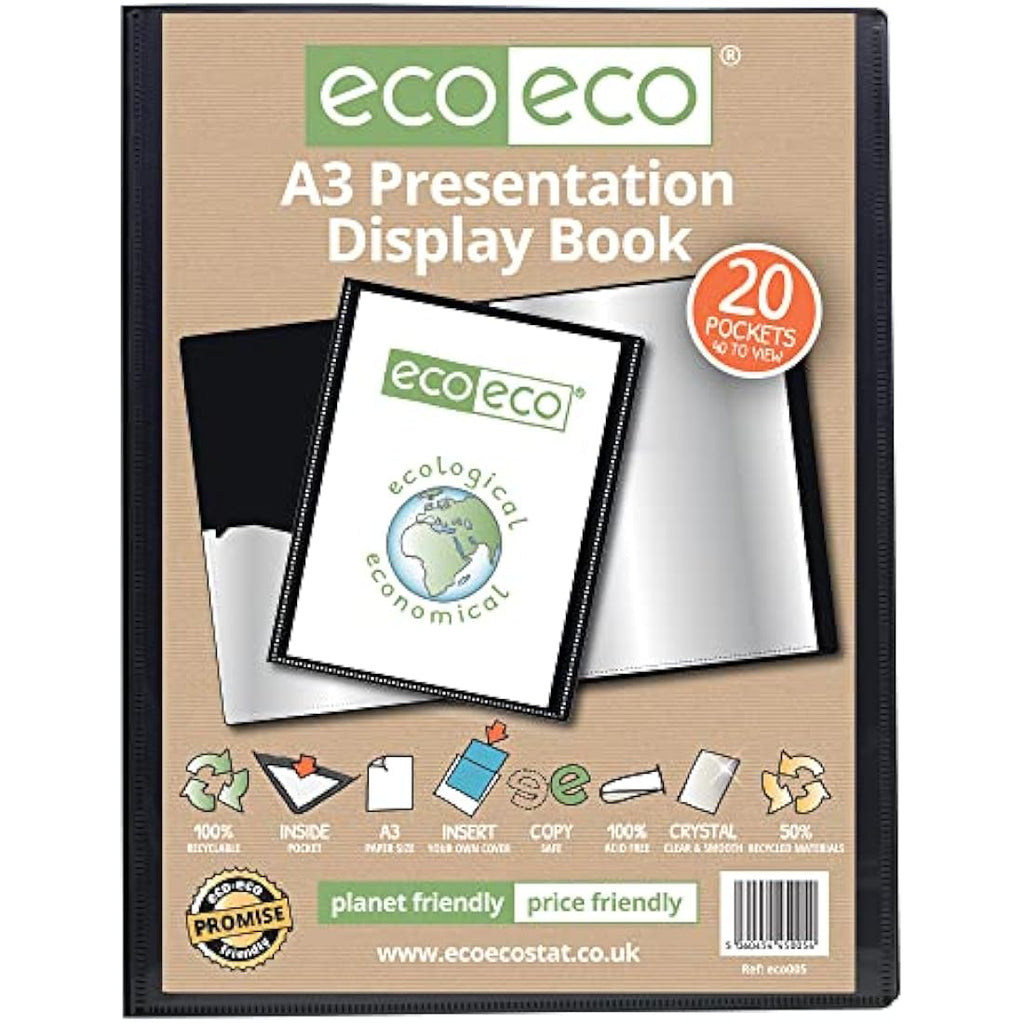 Jolof Store A3 Presentation Display Book – 20 Pocket Recycled Art Folder