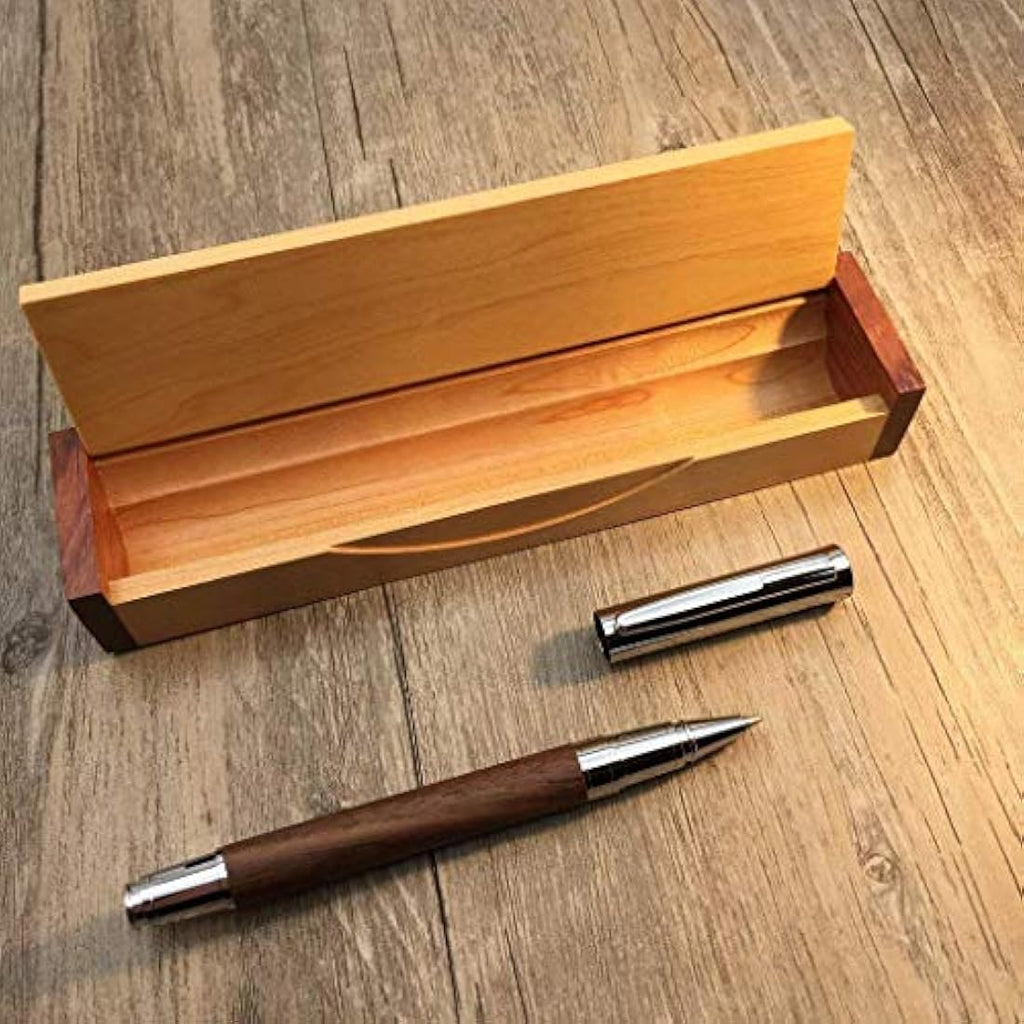 LACHIEVA LUX Walnut Wood Rollerball Pen Set with Wooden Gift Box