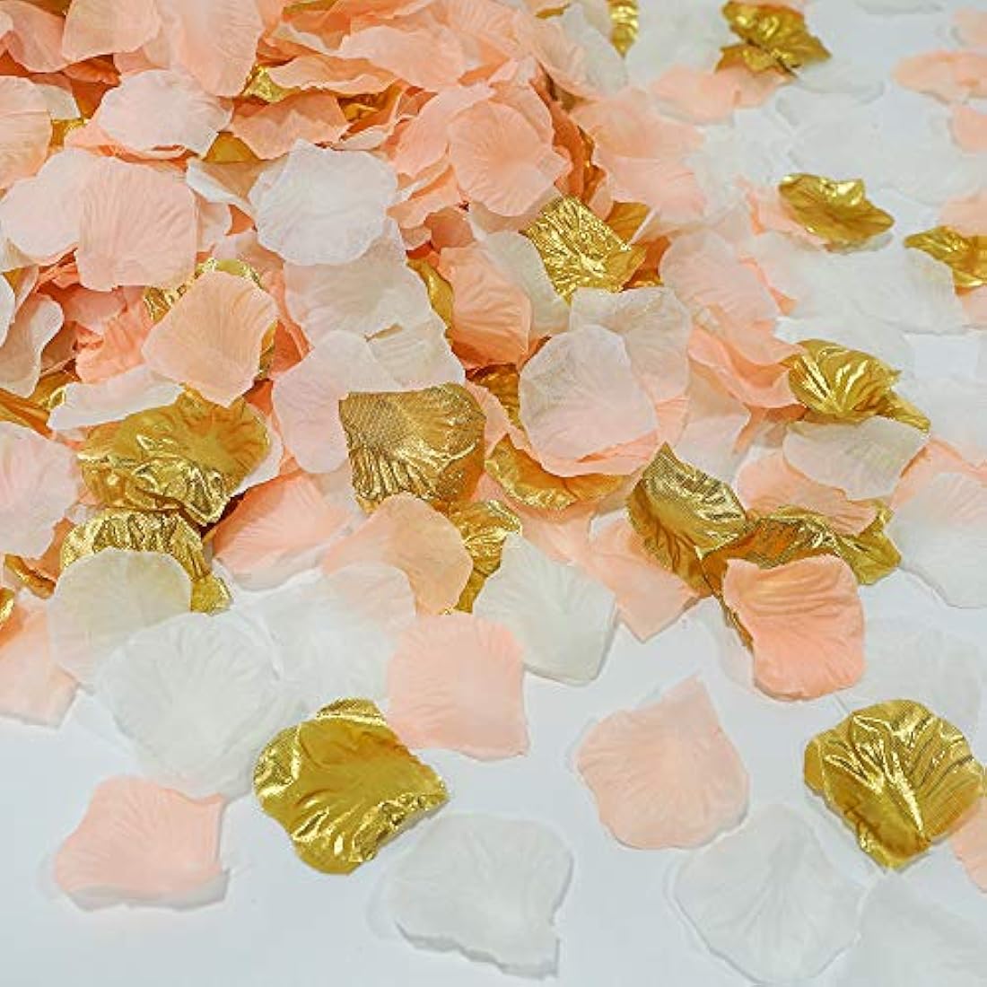 Silk Rose Petals – 1200pc Peach, Cream & Gold Wedding Decor