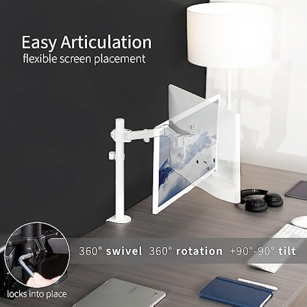 VIVO Single Monitor Arm Mount for 32-38 inch Screens, White | STAND-V001W