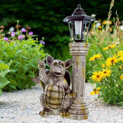 Udo Schmidt Dragon Child Garden Figurine | Solar Lantern Gargoyle