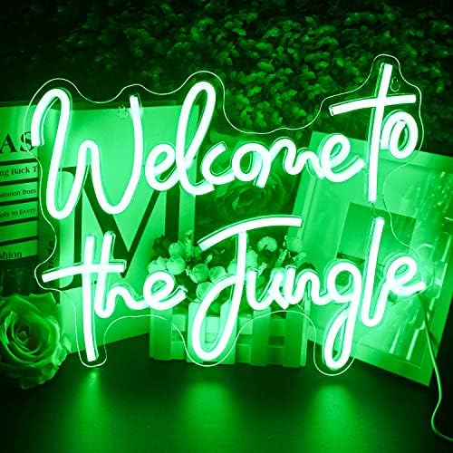 Looklight Welcome to the Jungle Neon Sign – Green LED Wall Decor for Home