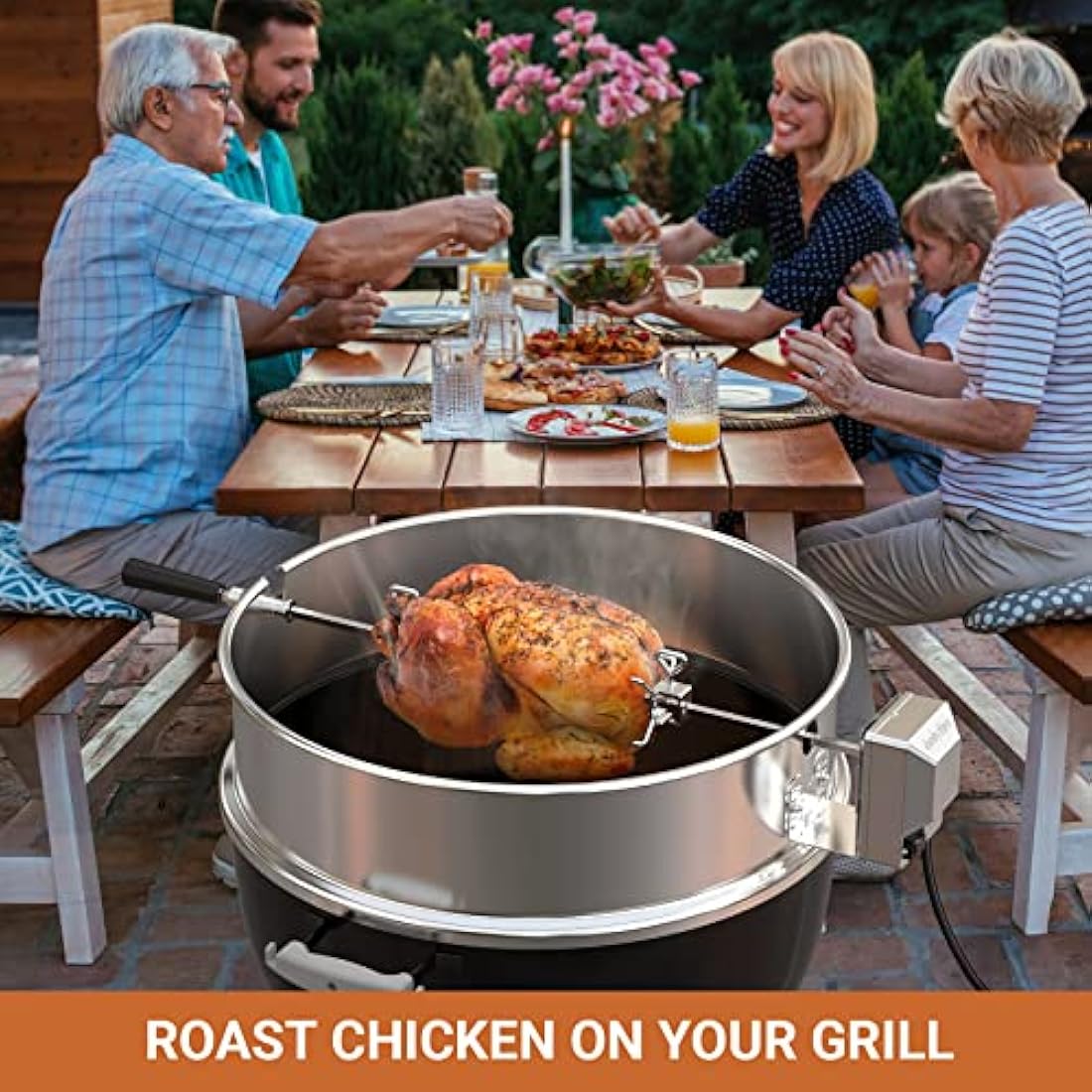 Onlyfire Stainless Steel Rotisserie Kit for Weber 22-inch Kettle Grills