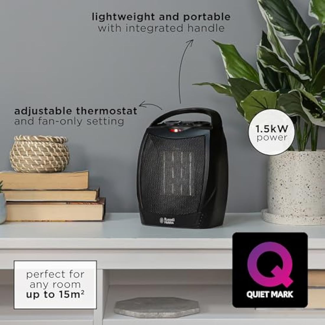 Russell Hobbs Ceramic Space Heater – 1500W Portable Electric Heater