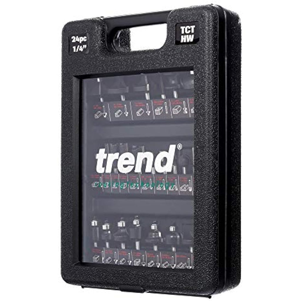 Trend 24-Piece Router Bit Set | 1/4-Inch Shank Tungsten Carbide Cutters