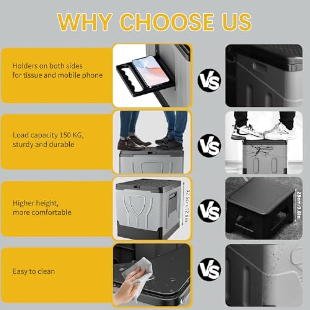 Congumi Portable Folding Camping Toilet with Paper and Phone Holder