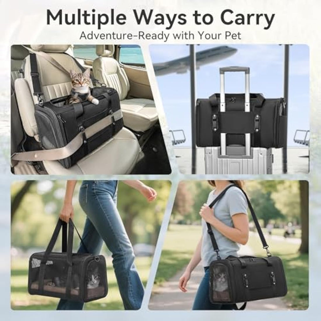Petsfit Soft-Sided Cat Carrier – Car Safe Pet Travel Bag with Buckle