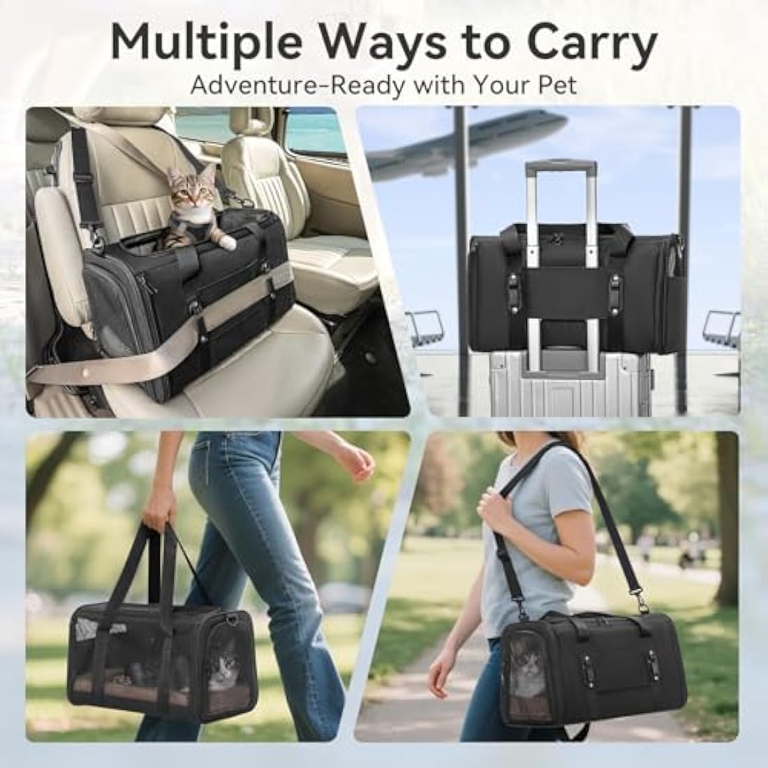 Petsfit Soft-Sided Cat Carrier – Car Safe Pet Travel Bag with Buckle