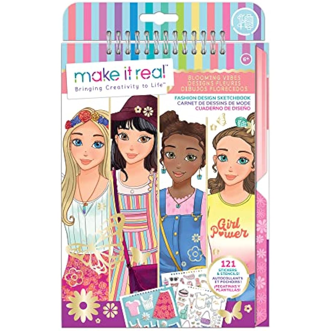 Make It Real Love and Daisy Fashion Design Sketchbook with Stencils