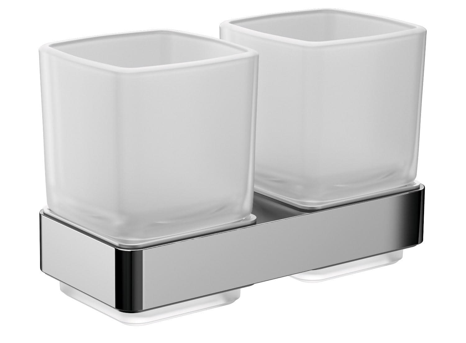 Emco Loft Double Toothbrush Holder | Chrome & Satin Crystal Glass
