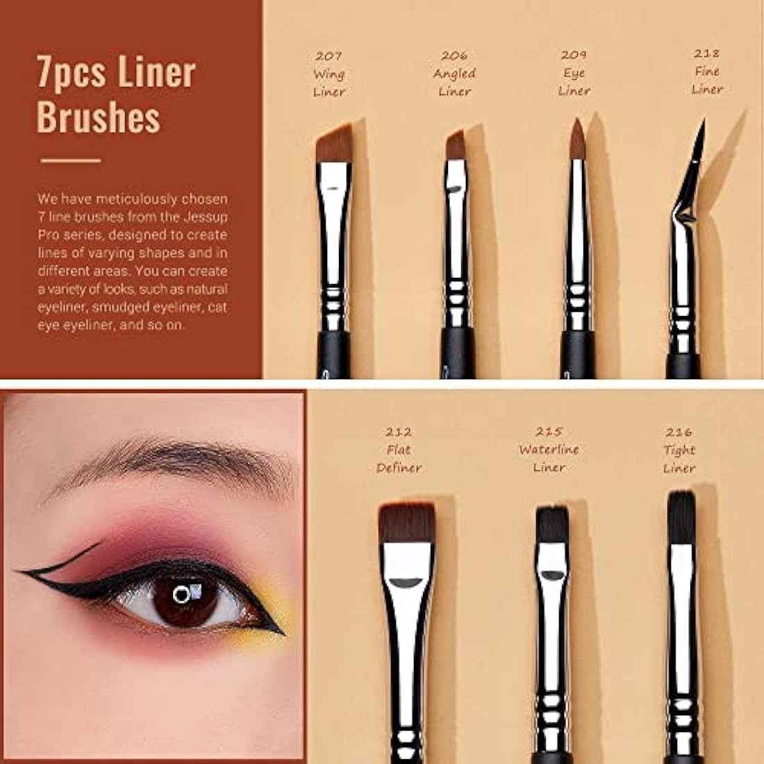 Jessup 28pcs Eye Makeup Brushes Set - Professional Synthetic Black T341