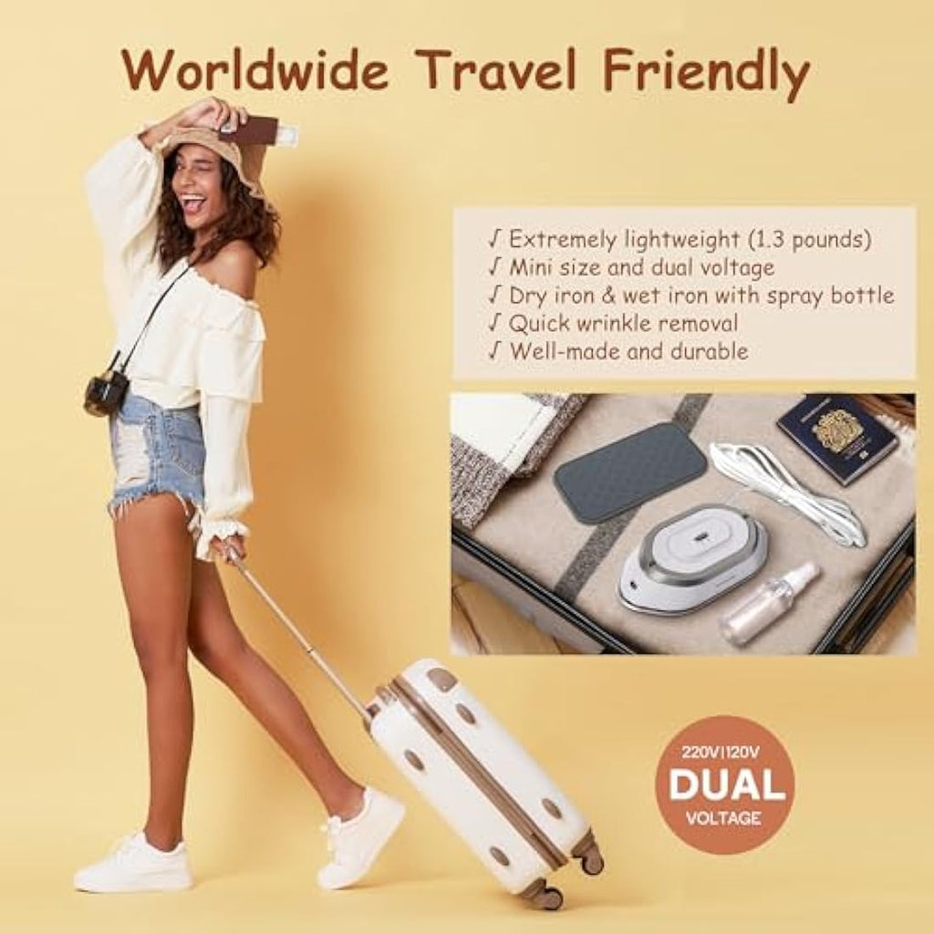 Newbealer Mini Travel Iron – Dual Voltage Compact Iron for Quilting, Silver