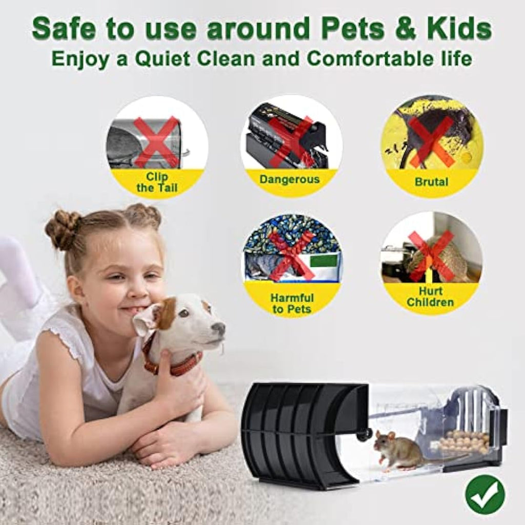 EGOFLYYA Humane Mouse Traps – 2 Pack Reusable Live Catch Rodent Catcher