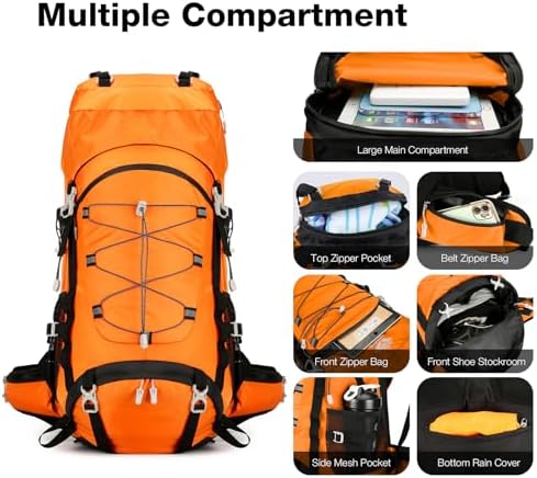 Outplea 60L Hiking Backpack | Waterproof Trekking & Camping Bag
