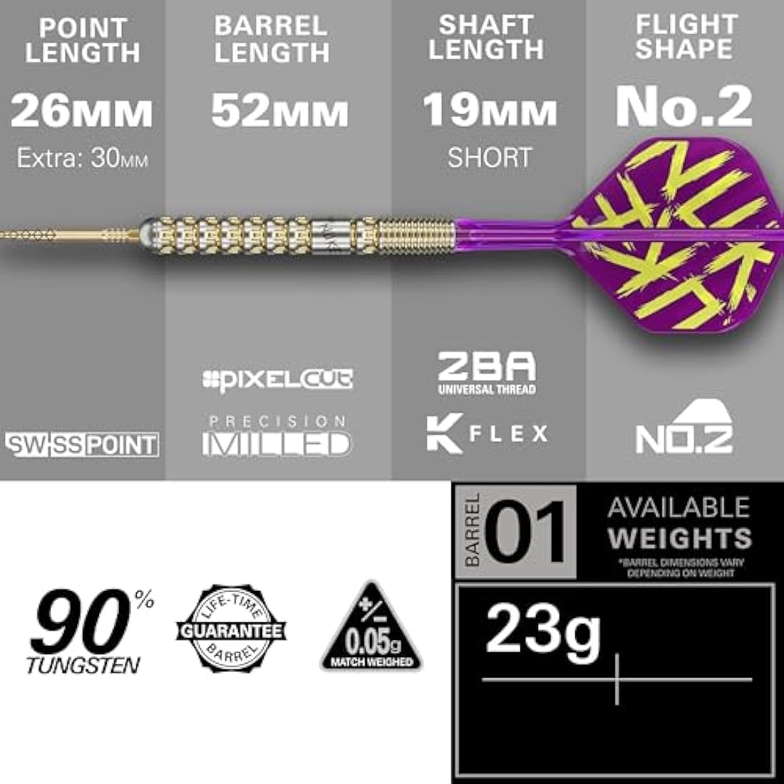 Target Darts Luke Littler G1 Prodigy 90% Tungsten Steel Tip Swiss Point