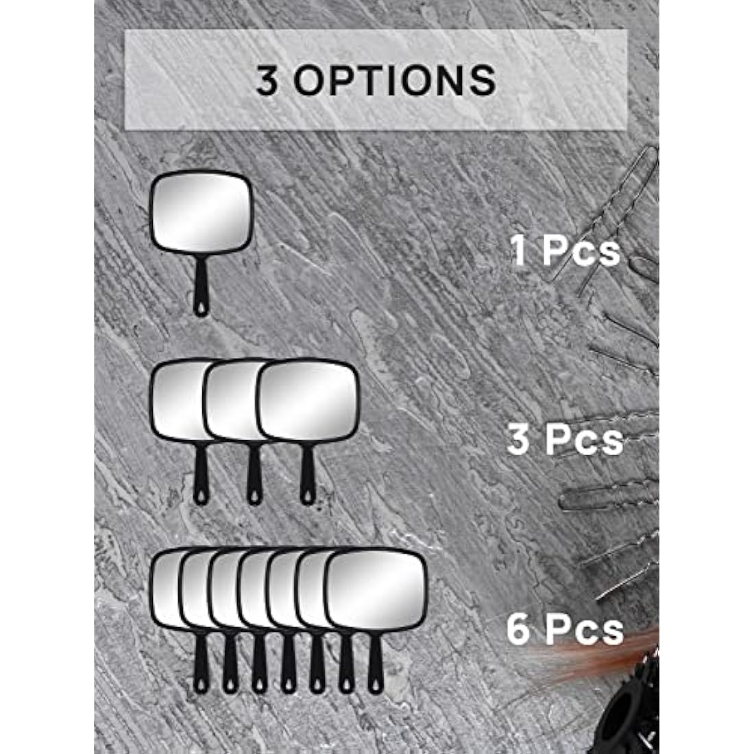 OMIRO Handheld Mirror – HD Rectangle Grooming Mirror, Black, 6-Pack