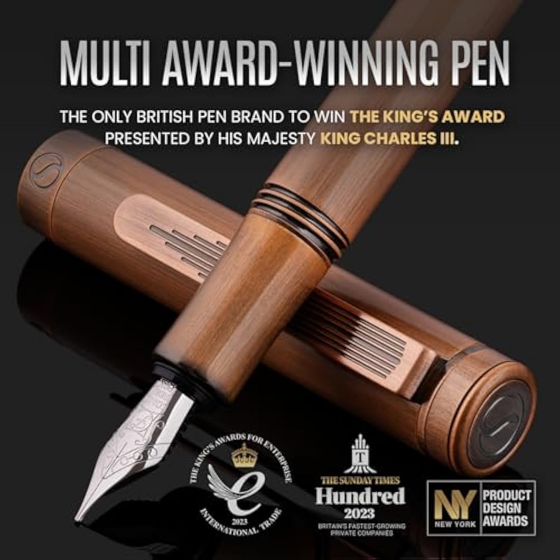 Scriveiner Luxury EDC Fountain Pen – Brushed Copper Brass Pocket Pen