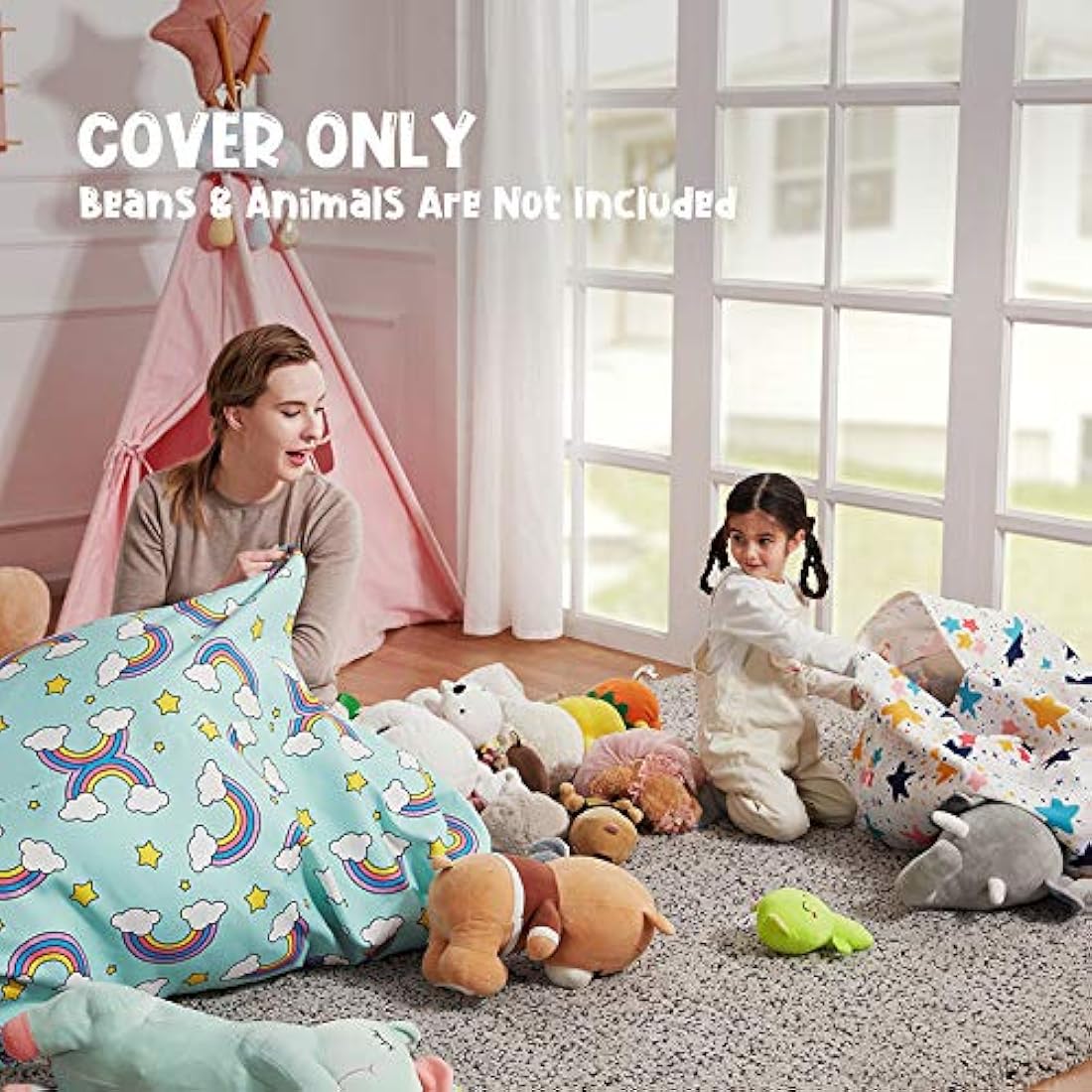 Nobildonna Stuffed Animal Storage Bean Bag Chair Cover | 250L Canvas