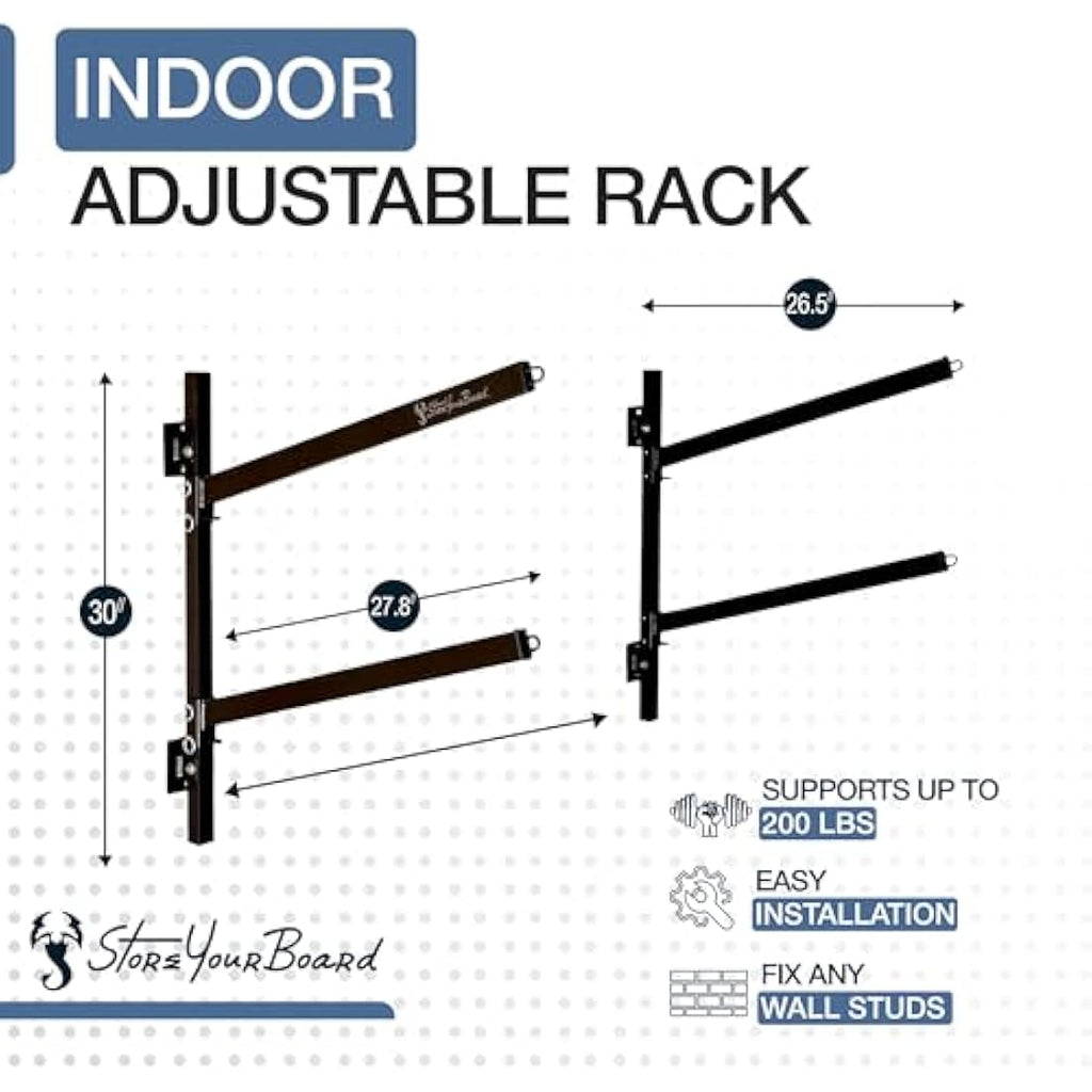 StoreYourBoard 2 Kayak Wall Mount Rack – Heavy Duty Adjustable Storage