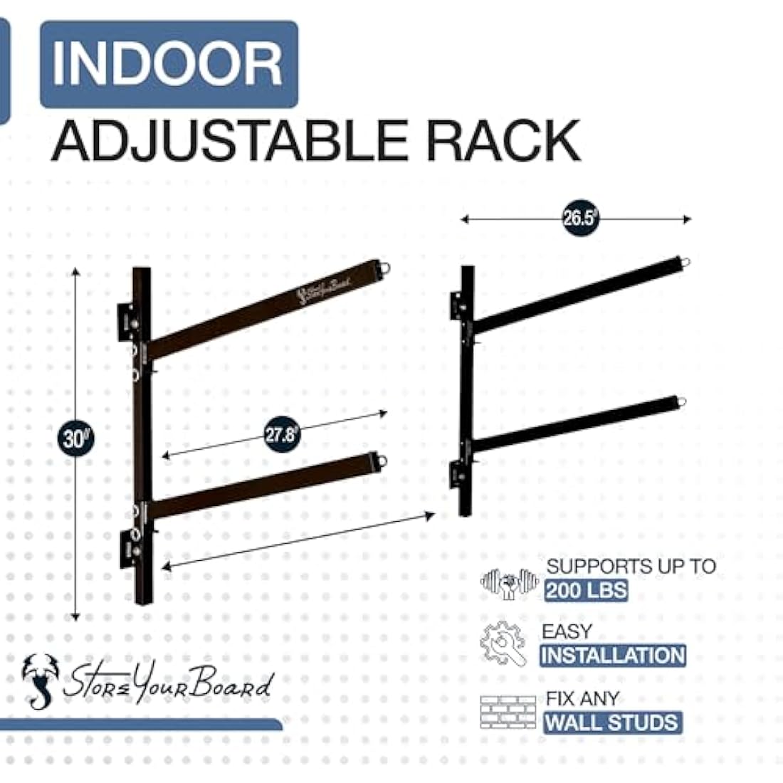 StoreYourBoard 2 Kayak Wall Mount Rack – Heavy Duty Adjustable Storage