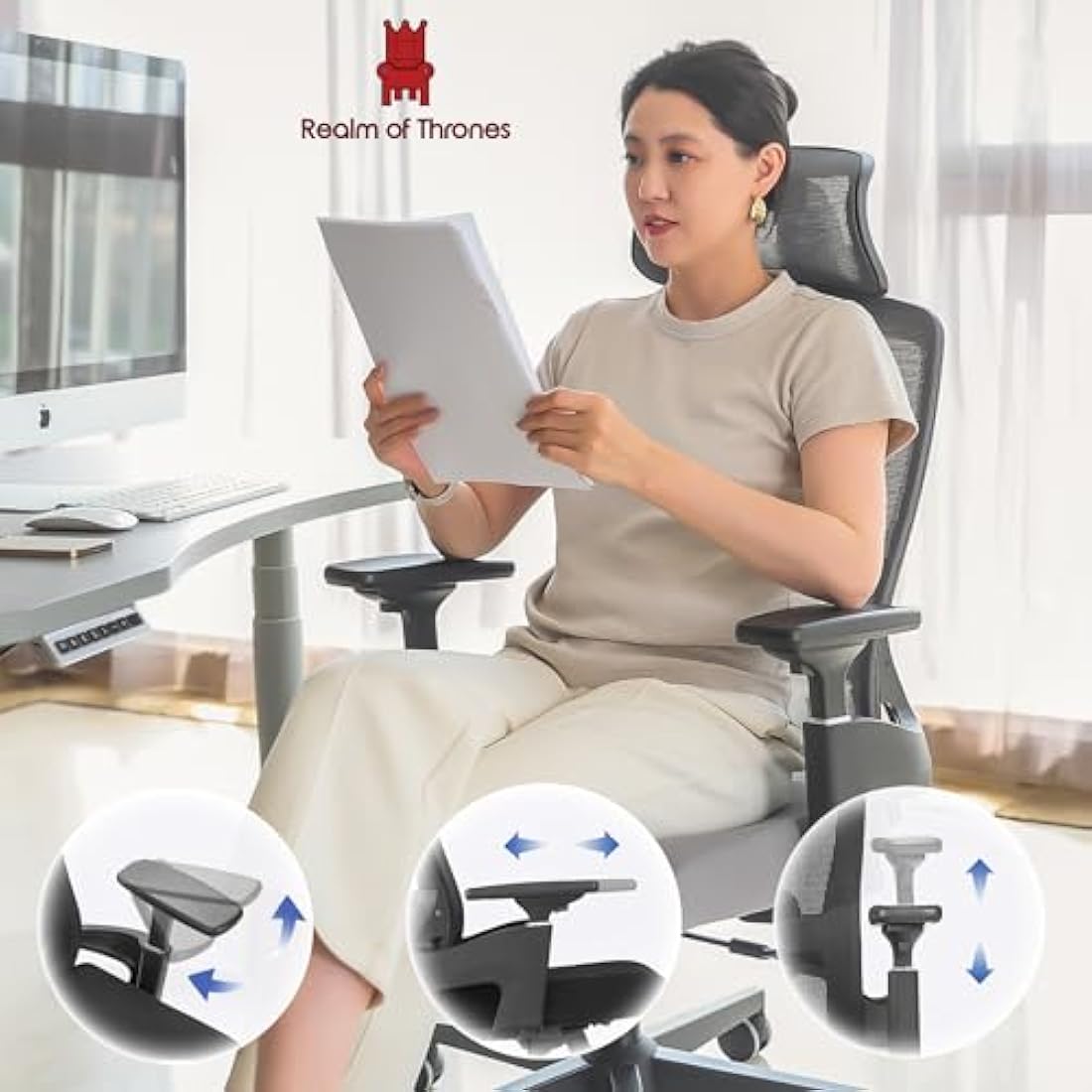 Realm of Thrones VALOUR Ergonomic Mesh Office Chair with 3D Lumbar Support