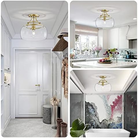 Wuzups Gold Industrial Farmhouse Chandelier | Round Glass Ceiling Light