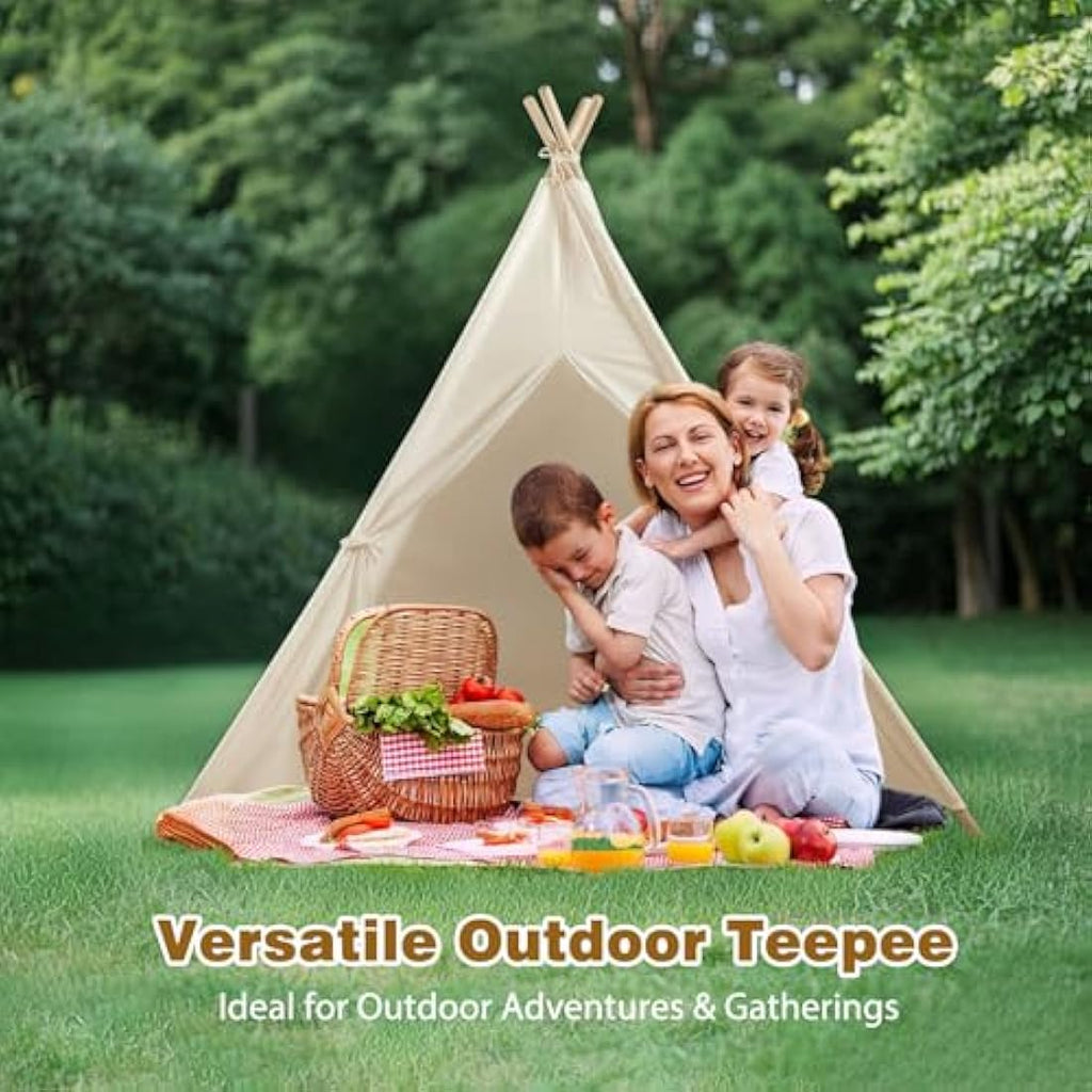 Wilwolfer Kids Teepee Tent | White Canvas Play Tent for Indoor & Outdoor