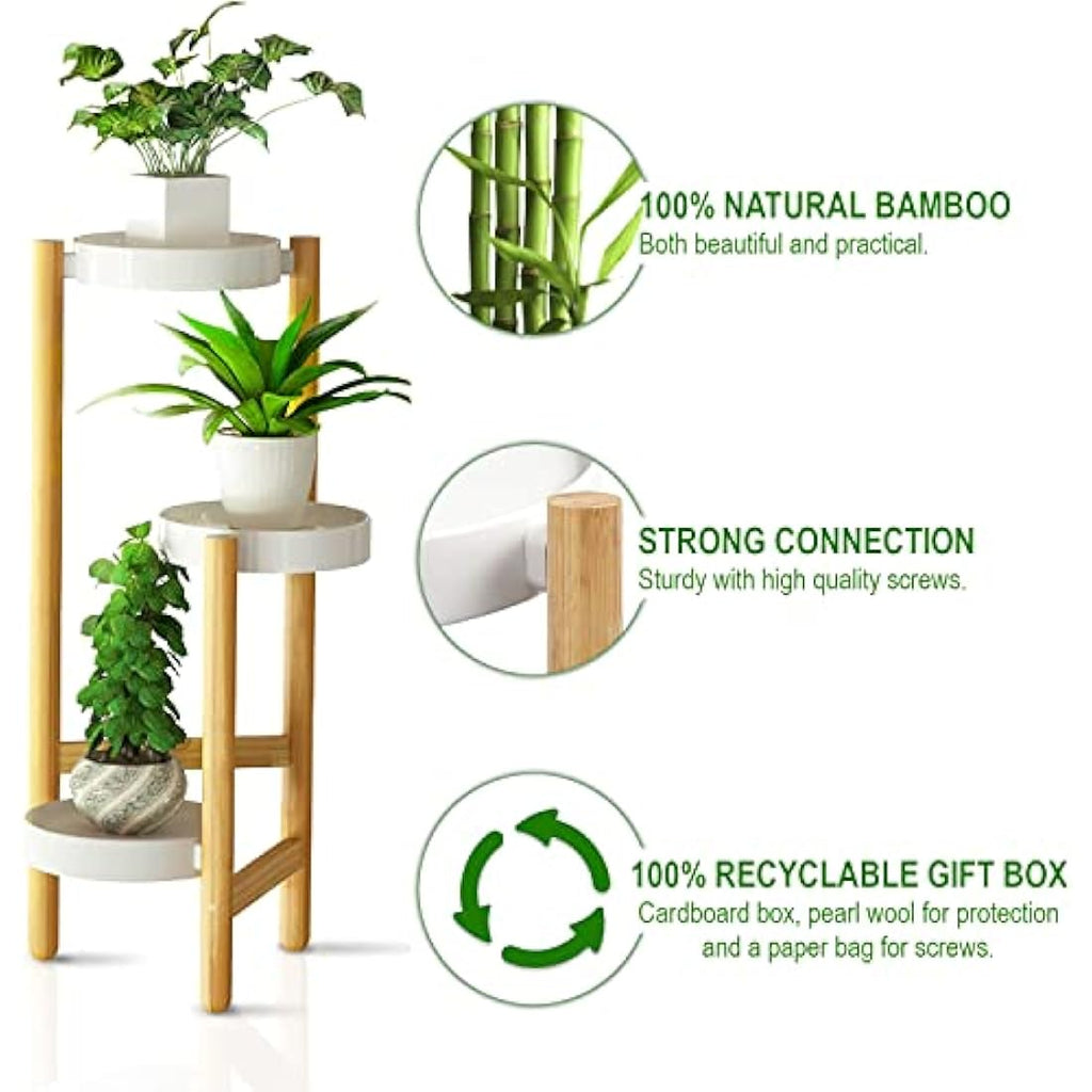 Jolof Store 3-Tier Bamboo Plant Stand – Tall Indoor Corner Display Rack
