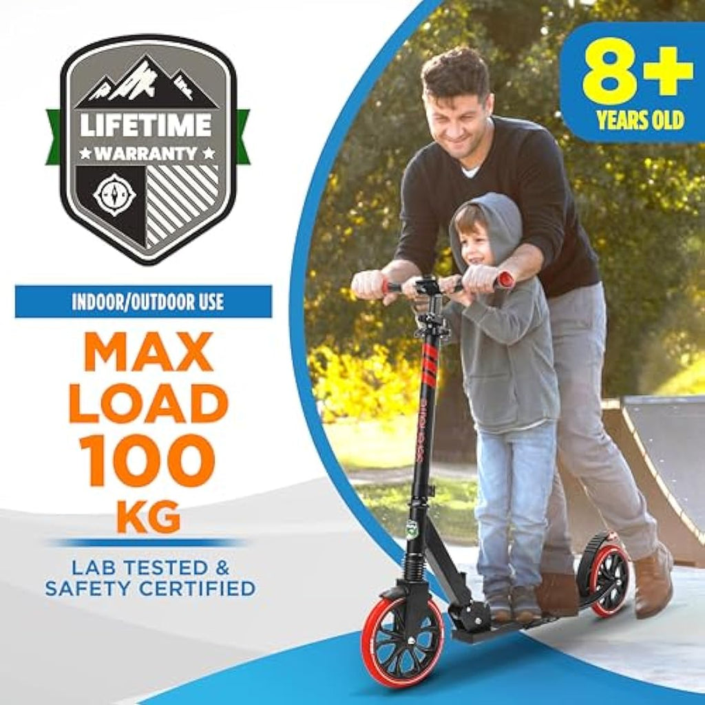SereneLife Folding Kick Scooter | Big Wheels & Adjustable Handlebar