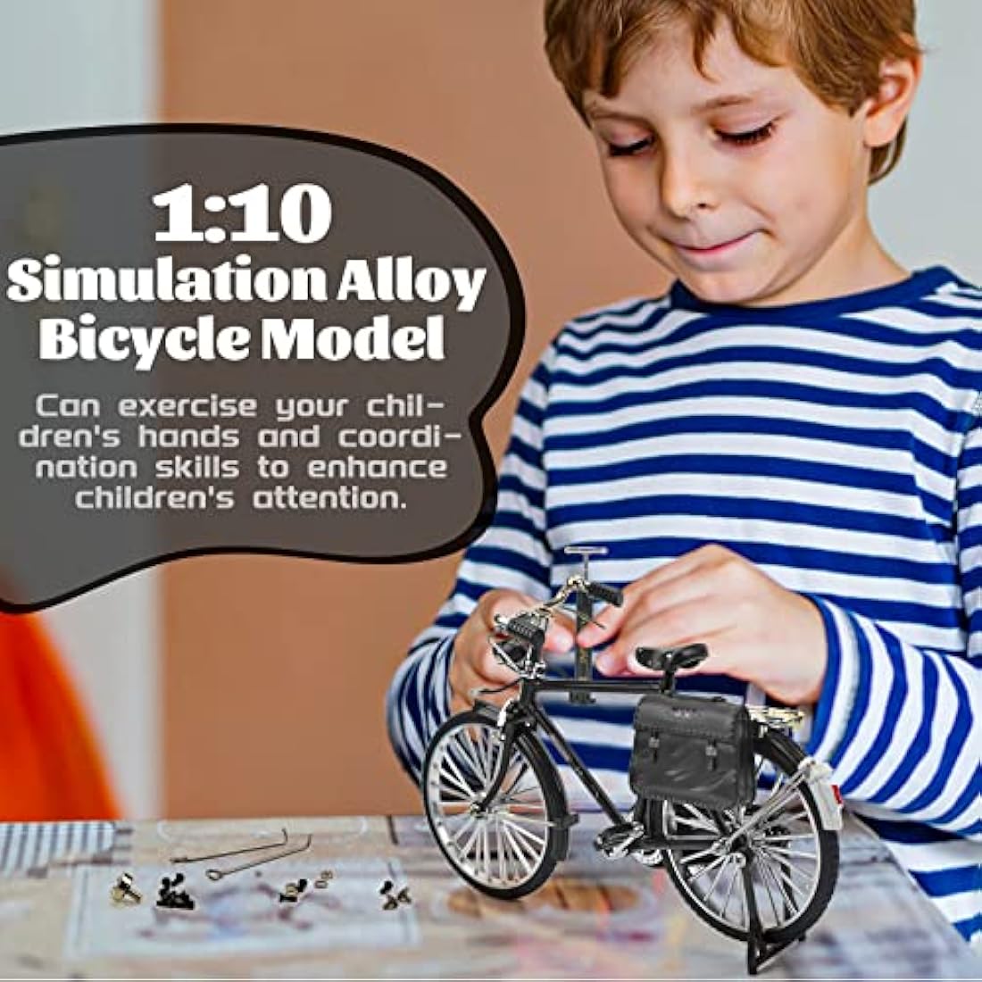 1:10 Retro DIY Bicycle Model Kit – Alloy Mini Bike Ornament