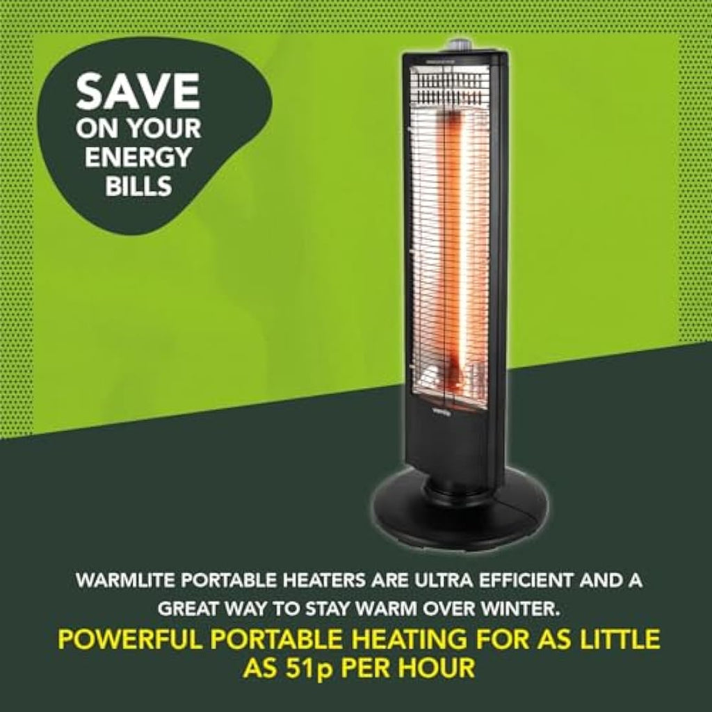Warmlite WL42013 Carbon Infrared Heater | Portable & Oscillating - Black