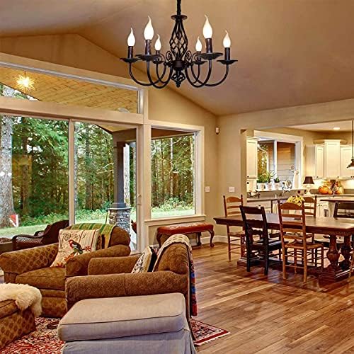 Jolof Store French Country 6-Light Farmhouse Wrought Iron Chandelier