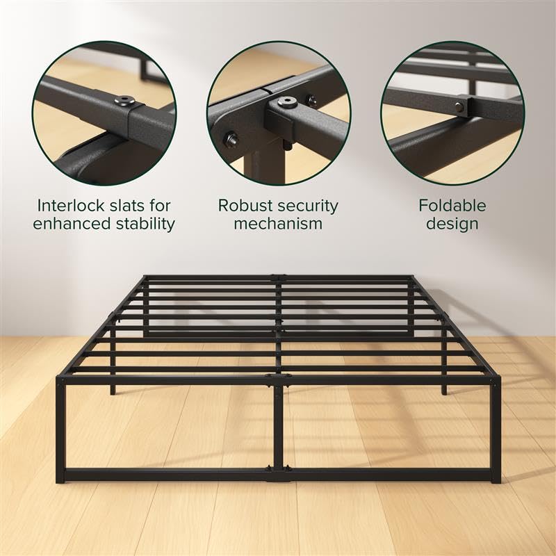 Zinus Lorelai Metal Platform Bed Frame | 135x190 cm Double | Black