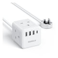 Kemelo Cube Extension Lead | 4 Way Multi Plug with 4 USB Slots, 1.5M
