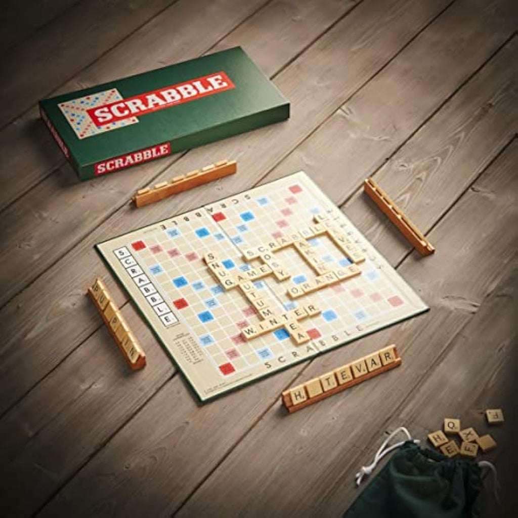 Scrabble Classic Board Game – 1950s Vintage Edition with Wooden Tiles