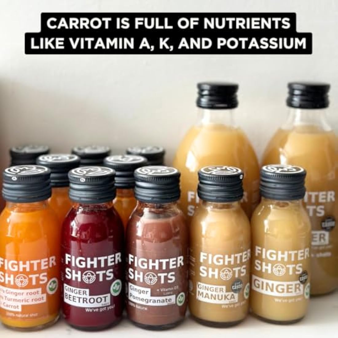 Fighter Shots Ginger Turmeric Immune Support Shots - Vegan (12 x 60ml)
