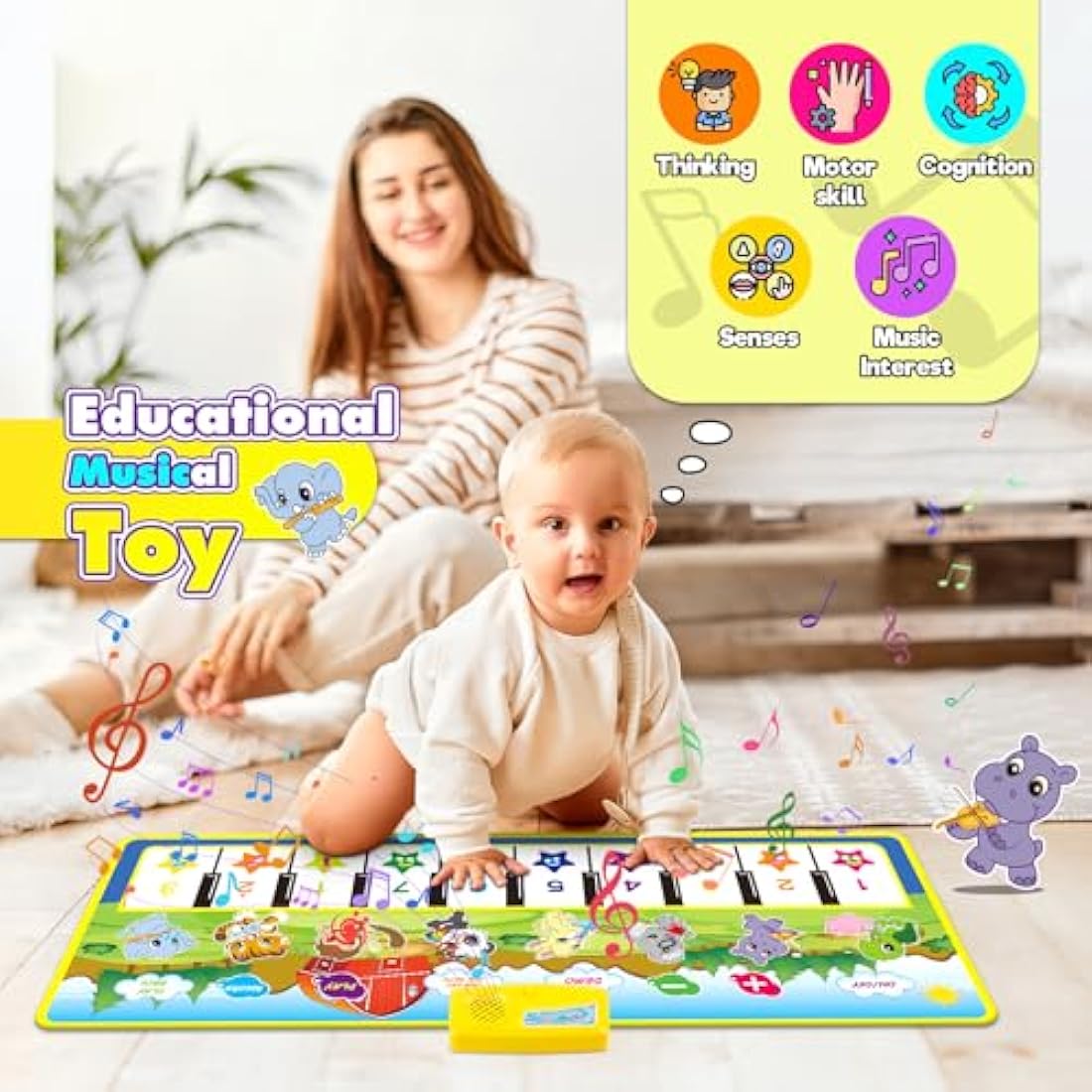 m zimoon Kids Piano Mat | 8 Instrument Musical Dance Floor Mat for Toddlers
