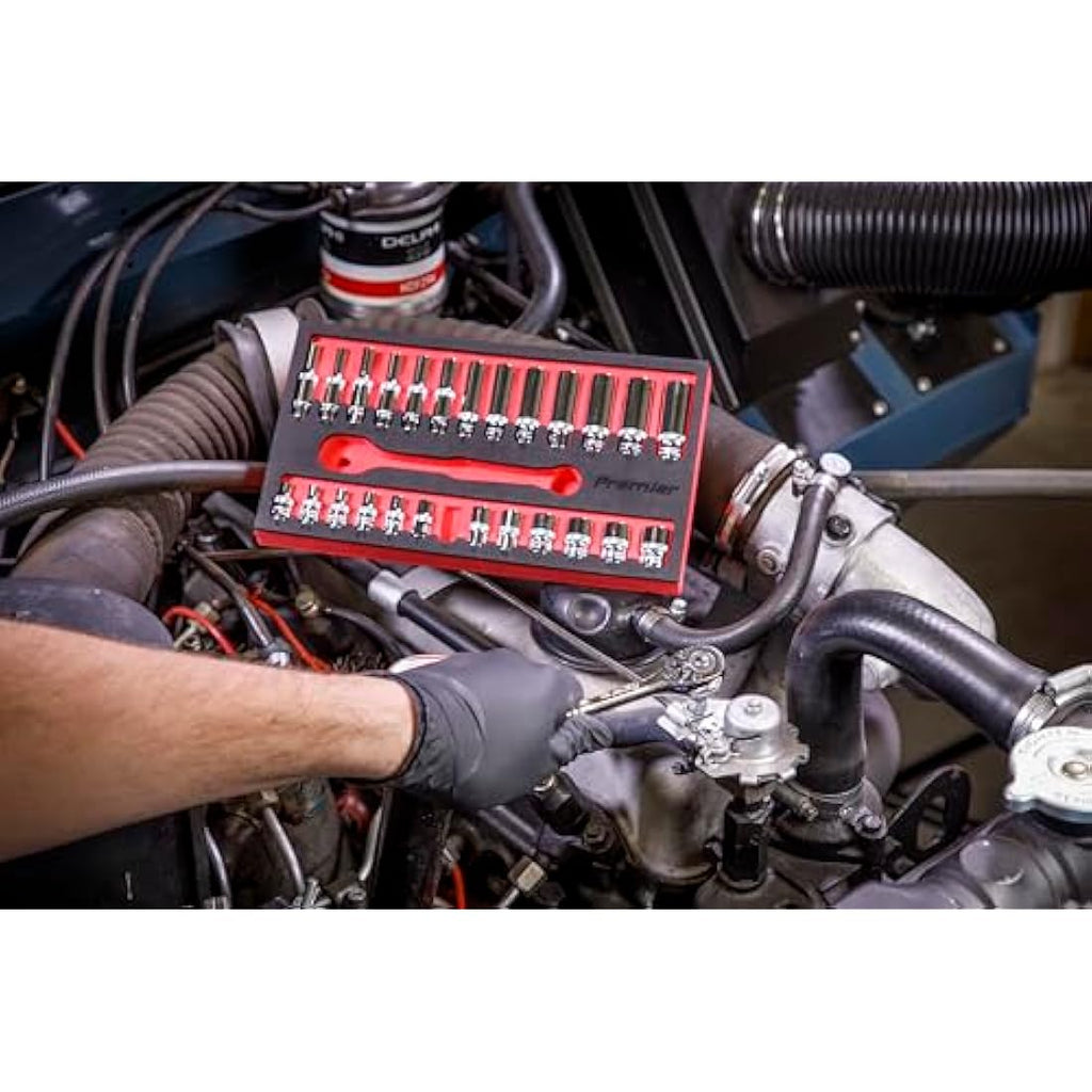 Sealey AK66721 1/4" Sq Drive Ratchet Wrench & Socket Set – 27pc