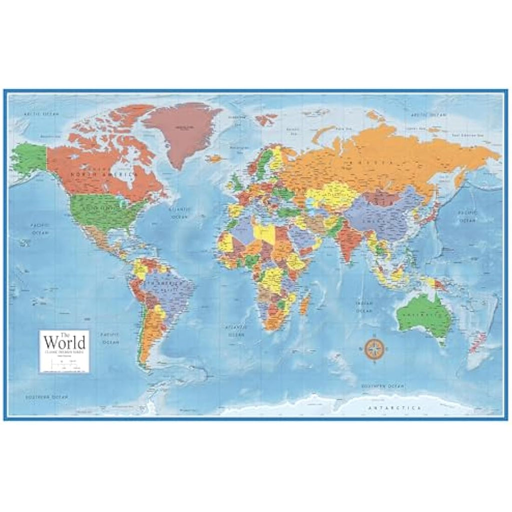 Swiftmaps Laminated World Wall Map – 3D Relief Poster (92cm x 61cm)