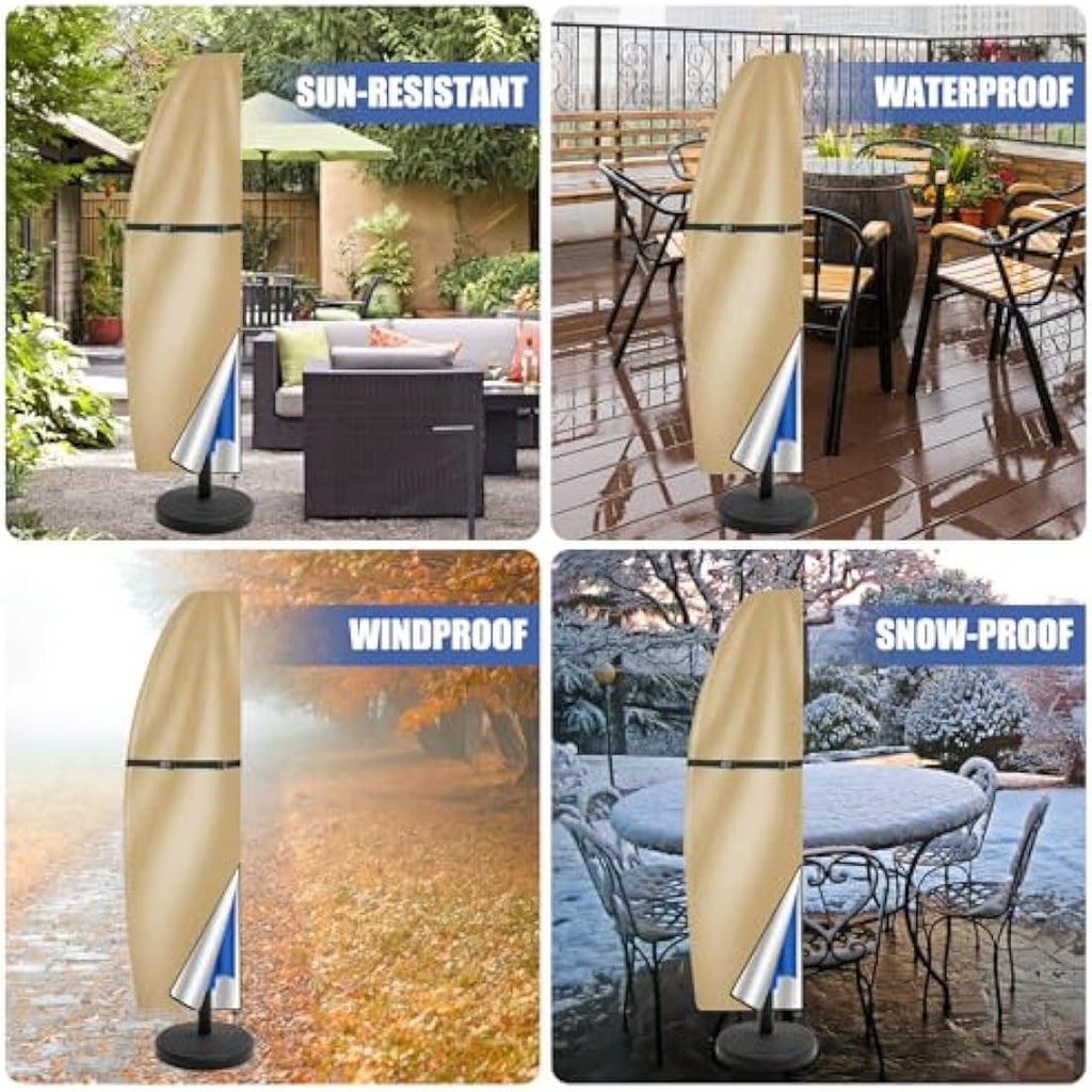 Teynewer Cantilever Parasol Cover – Waterproof Oxford Fabric, Khaki