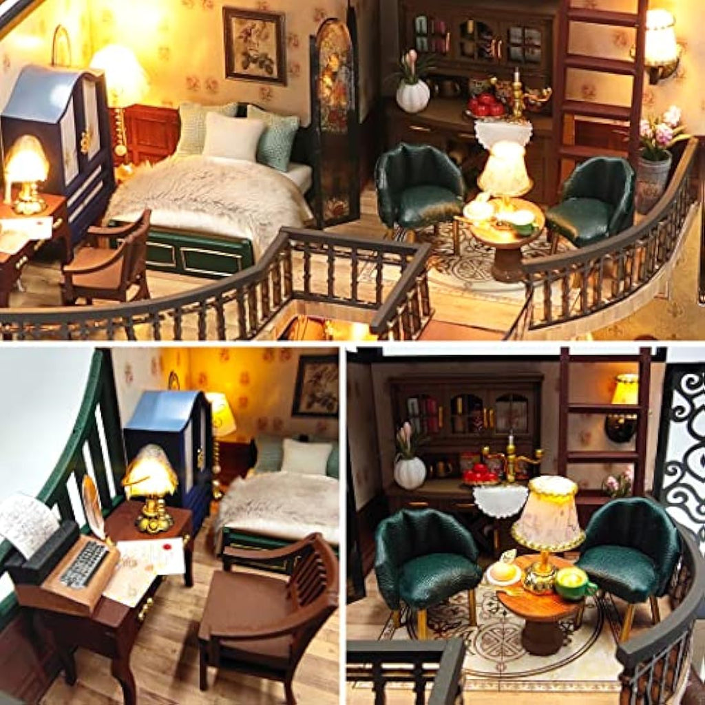 Spilay DIY Miniature Dollhouse Kit: Dream Building Pavilion with Music Box