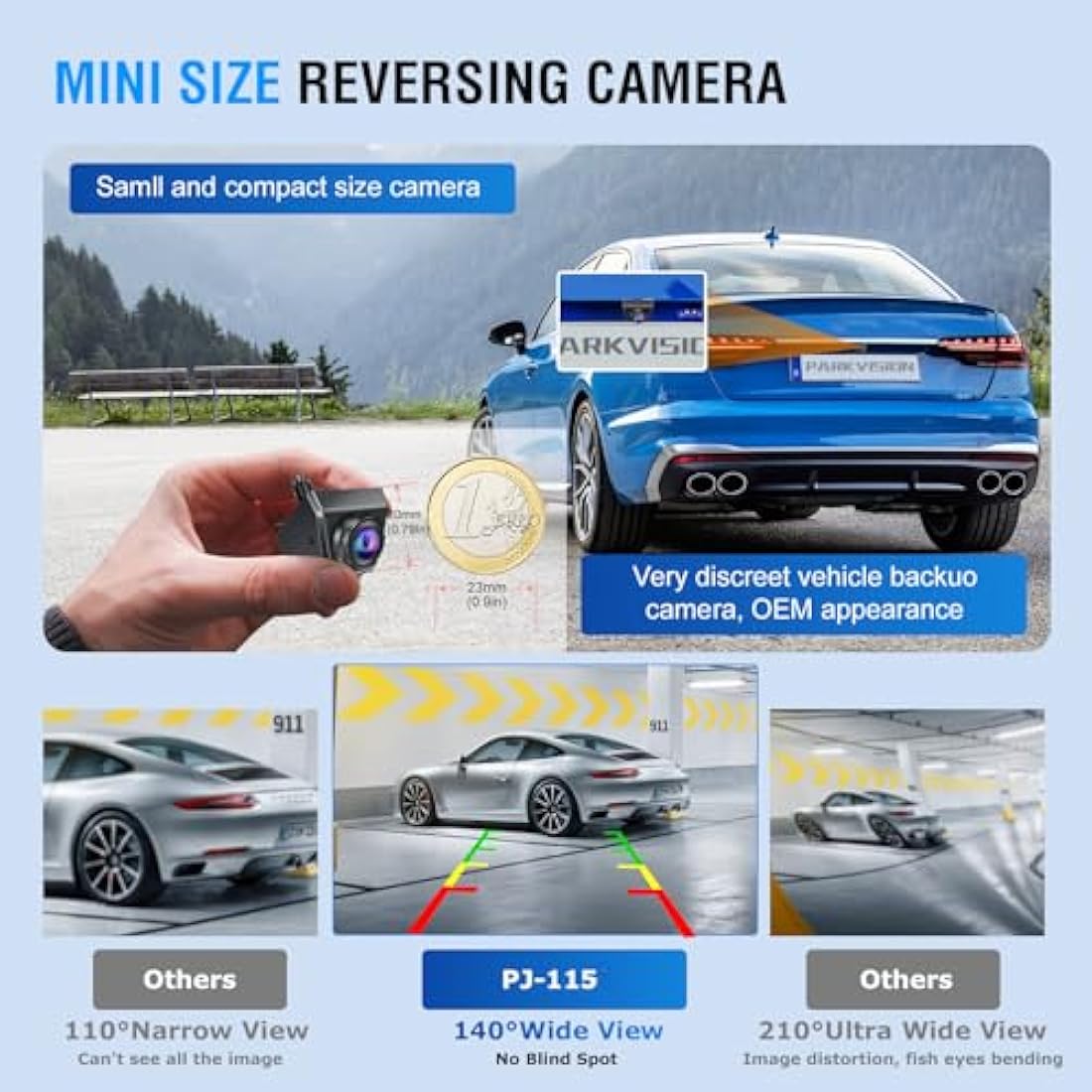 PARKVISION HD Reverse Camera | 140° Wide Angle Metal Rear View Camera