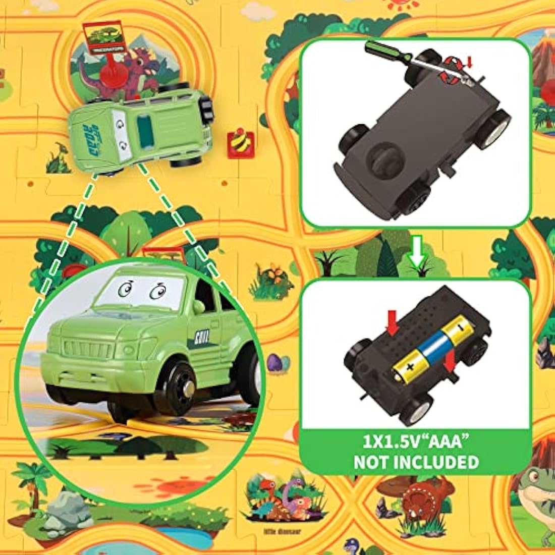 Dinosaur Puzzle Track with Rail Car – Educational Toy for Kids