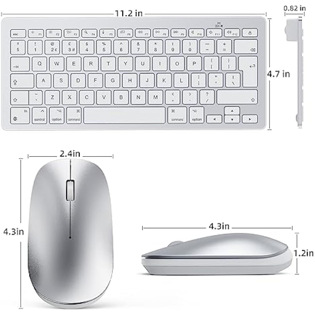 OMOTON Wireless Bluetooth Keyboard and Mouse Set for Mac – Silver UK Layout