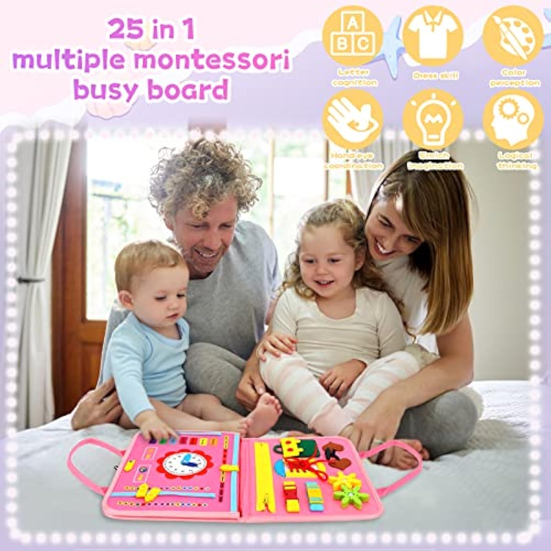 Montessori Busy Board - Sensory Travel Toy for Toddlers 1-3