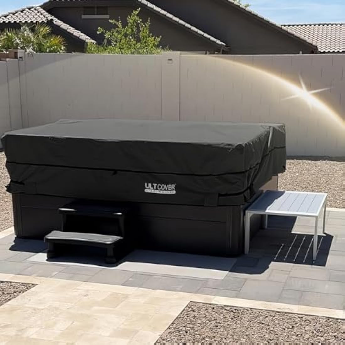ULTCOVER Waterproof 600D Polyester Square Hot Tub Cover, 95x95, Black