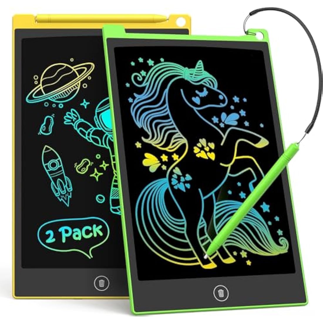 TECJOE 2-Pack LCD Writing Tablet | 8.5 Inch Colorful Doodle Board for Kids