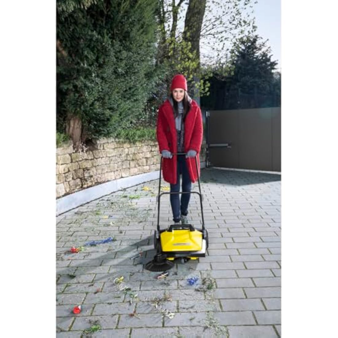 Kärcher S 4 Mechanical Sweeper – Manual Outdoor Floor Cleaner, Yellow